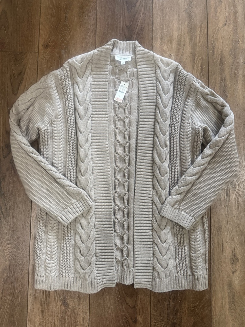 Haven Well Within Cable Knit Open Cardigan - Beige
